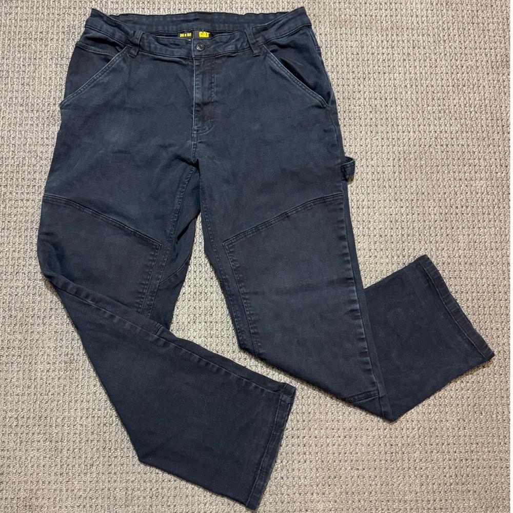 Caterpillar CAT Mens 36x32 Pants Reinforced Knee‎ Carpenter Utility Black Work